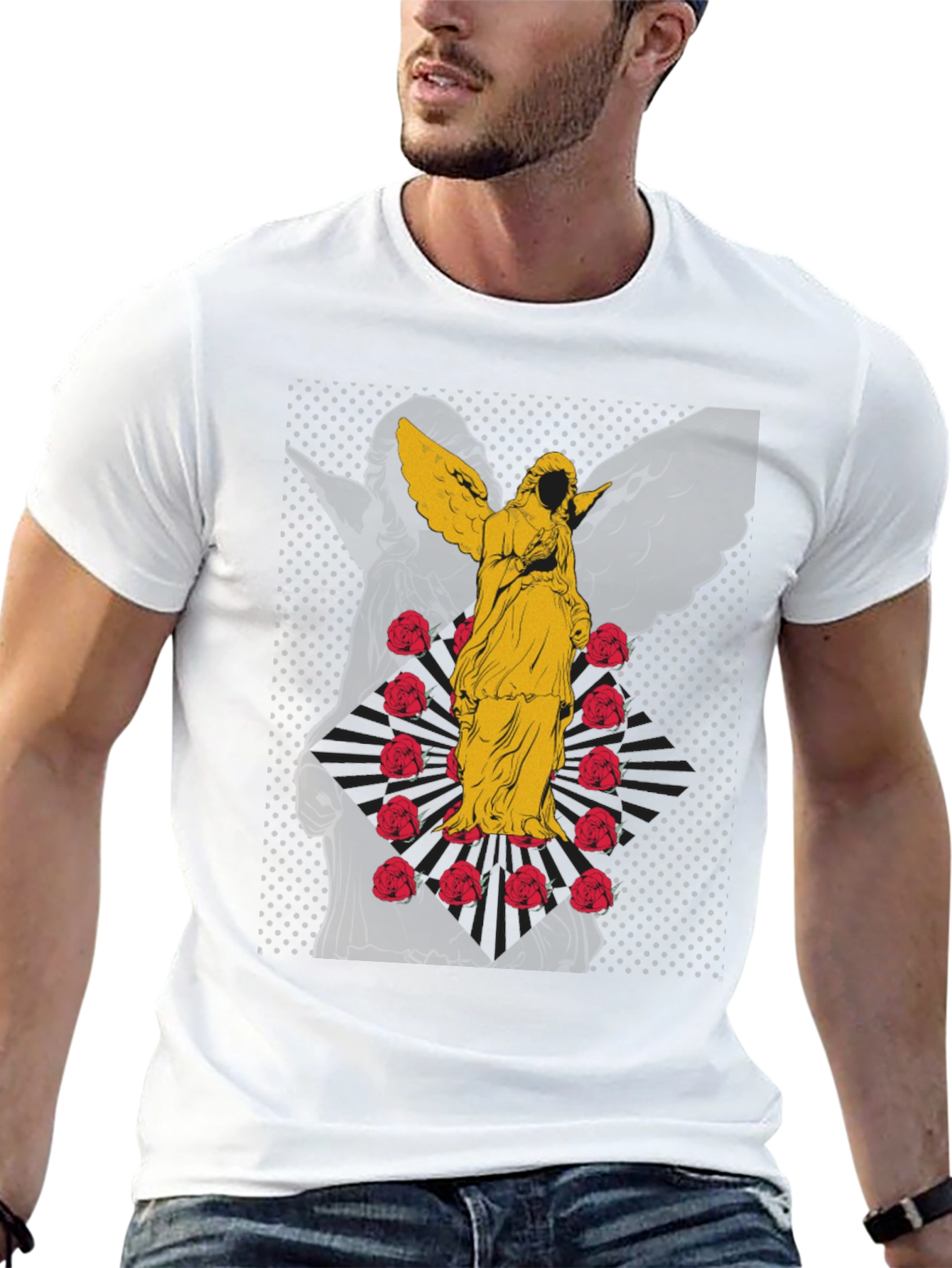 Angel & Roses Graphic Tee - Black
