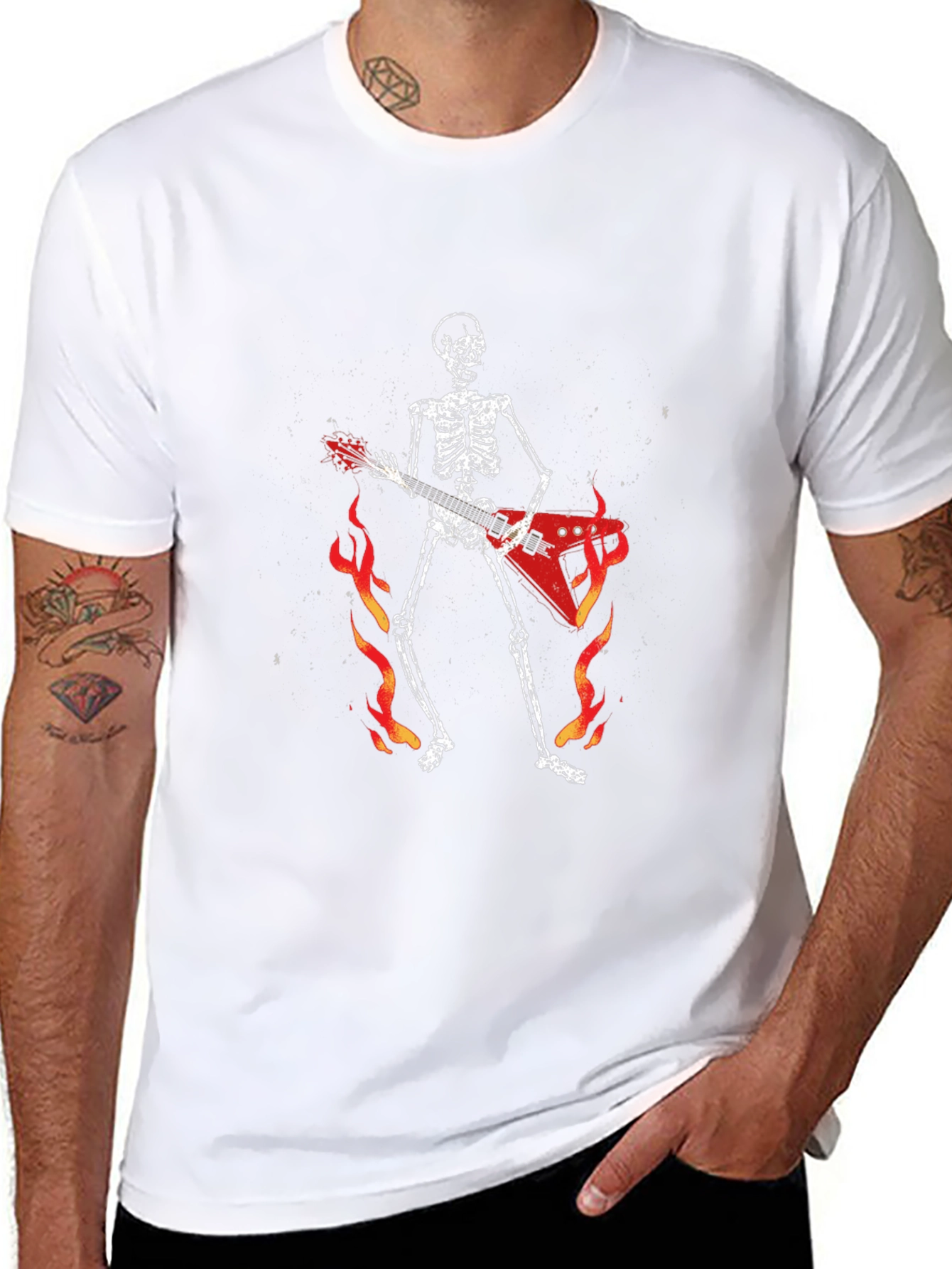 Skeleton Guitarist Graphic T-Shirt - Rock and Roll Tee