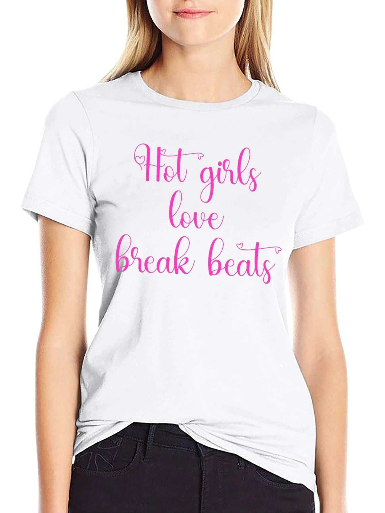 Hot Girls Love Break Beats Graphic Tee - Black
