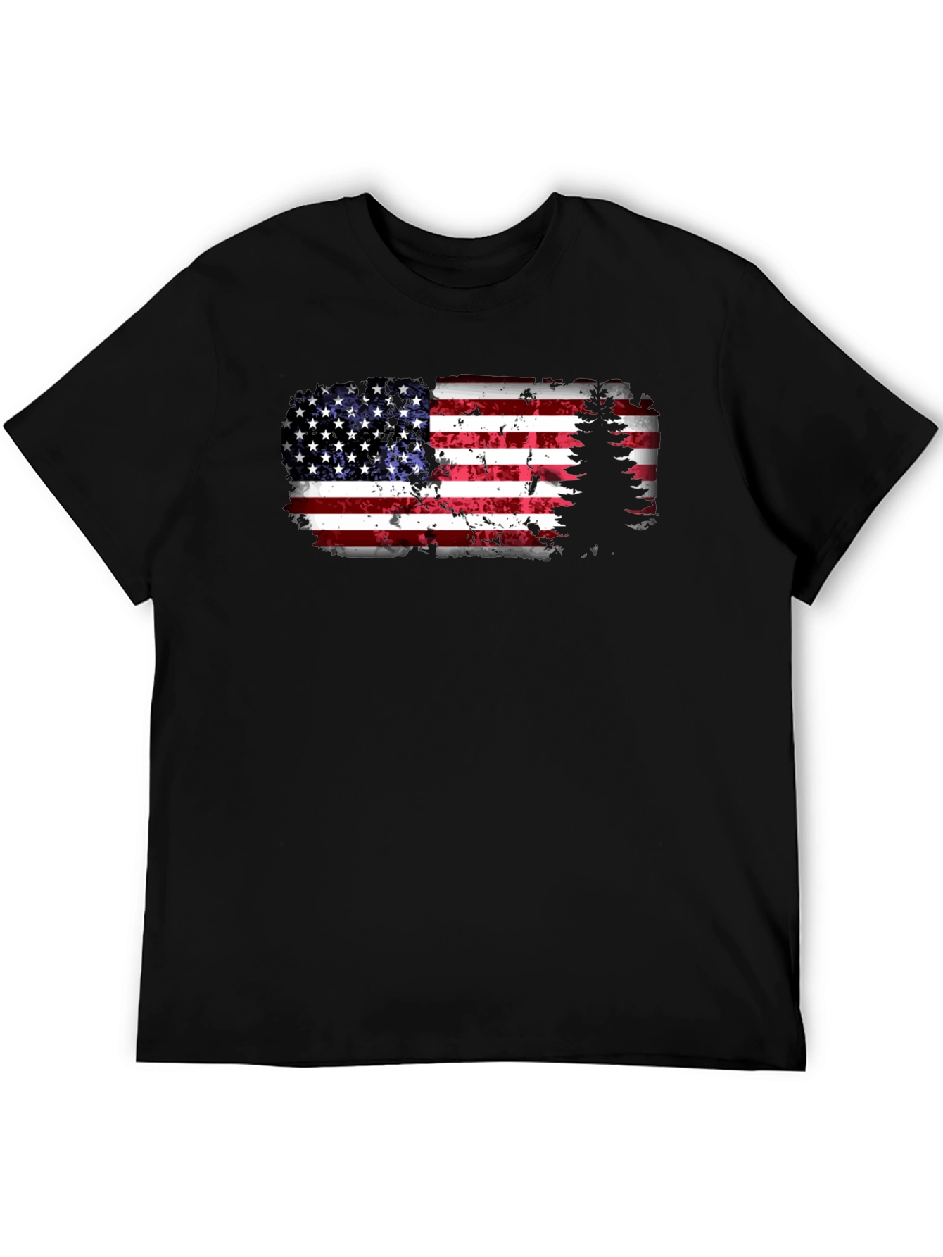 American Flag Tree Graphic T-Shirt