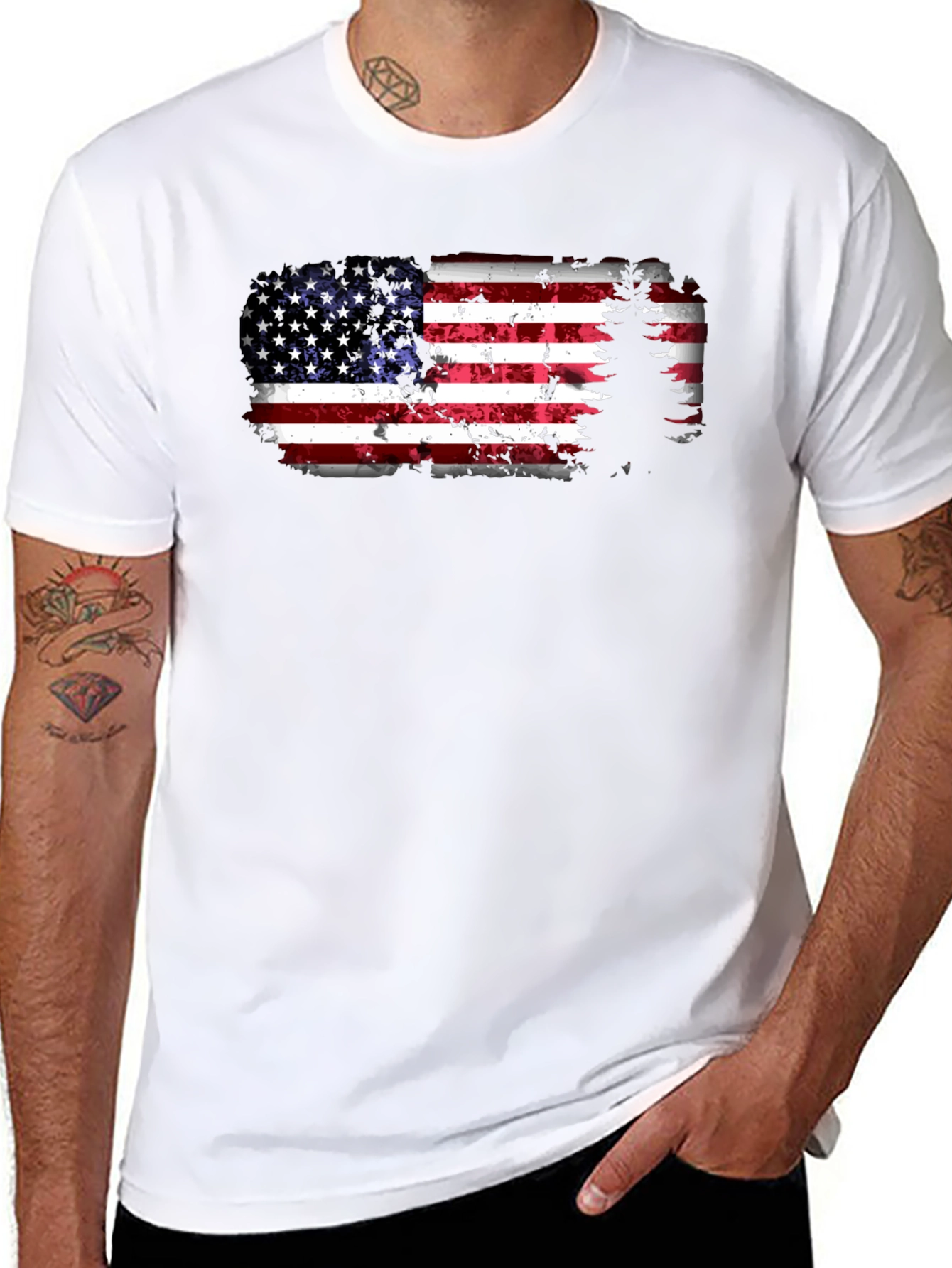 American Flag Tree Graphic T-Shirt