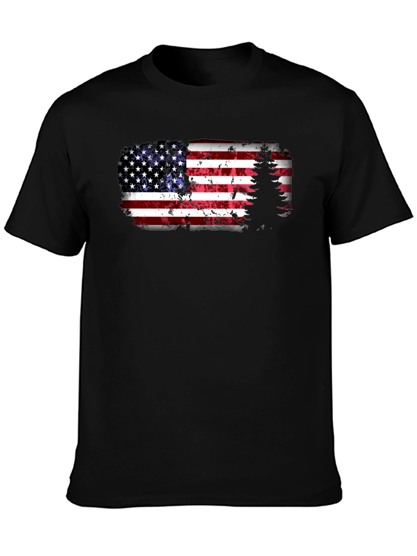 American Flag Tree Graphic T-Shirt