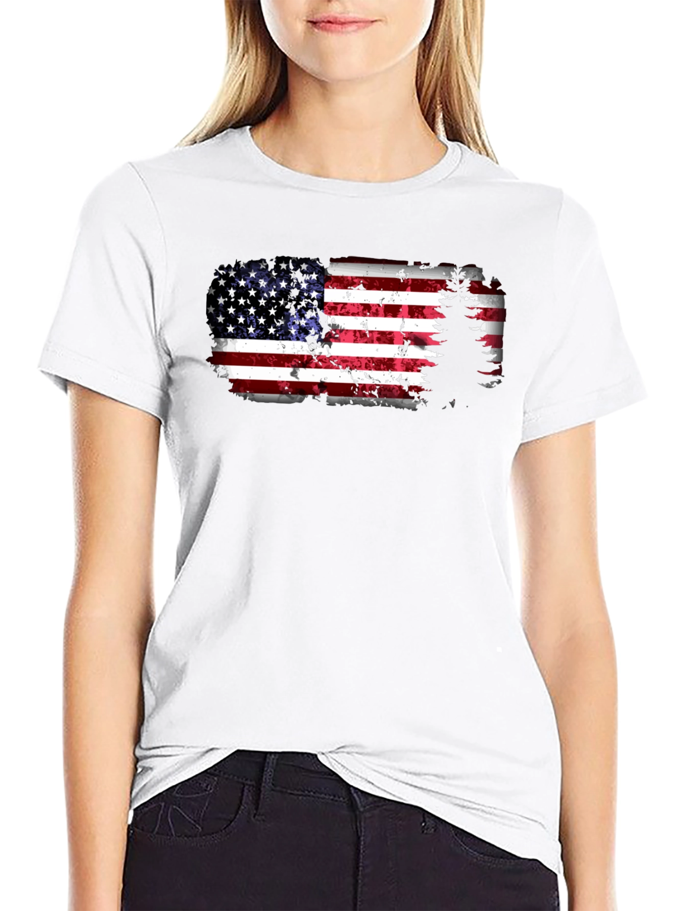 American Flag Tree Graphic T-Shirt