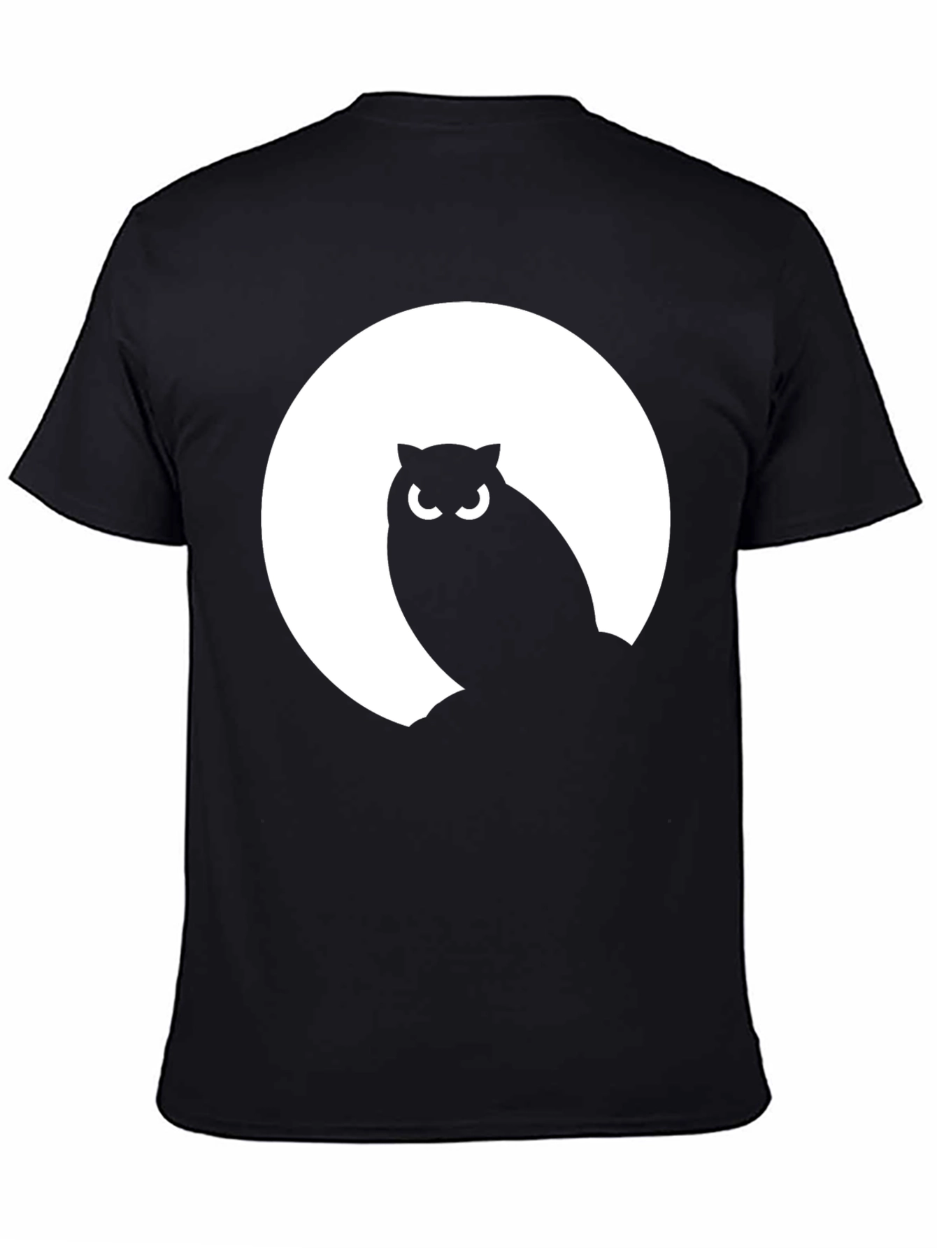 Owl Silhouette Moon Graphic Tee - Mens Black T-Shirt