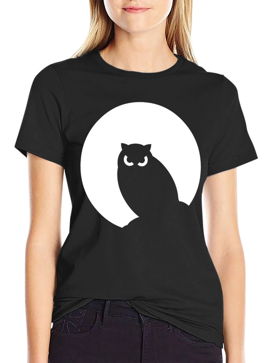 Owl Silhouette Moon Graphic Tee - Mens Black T-Shirt
