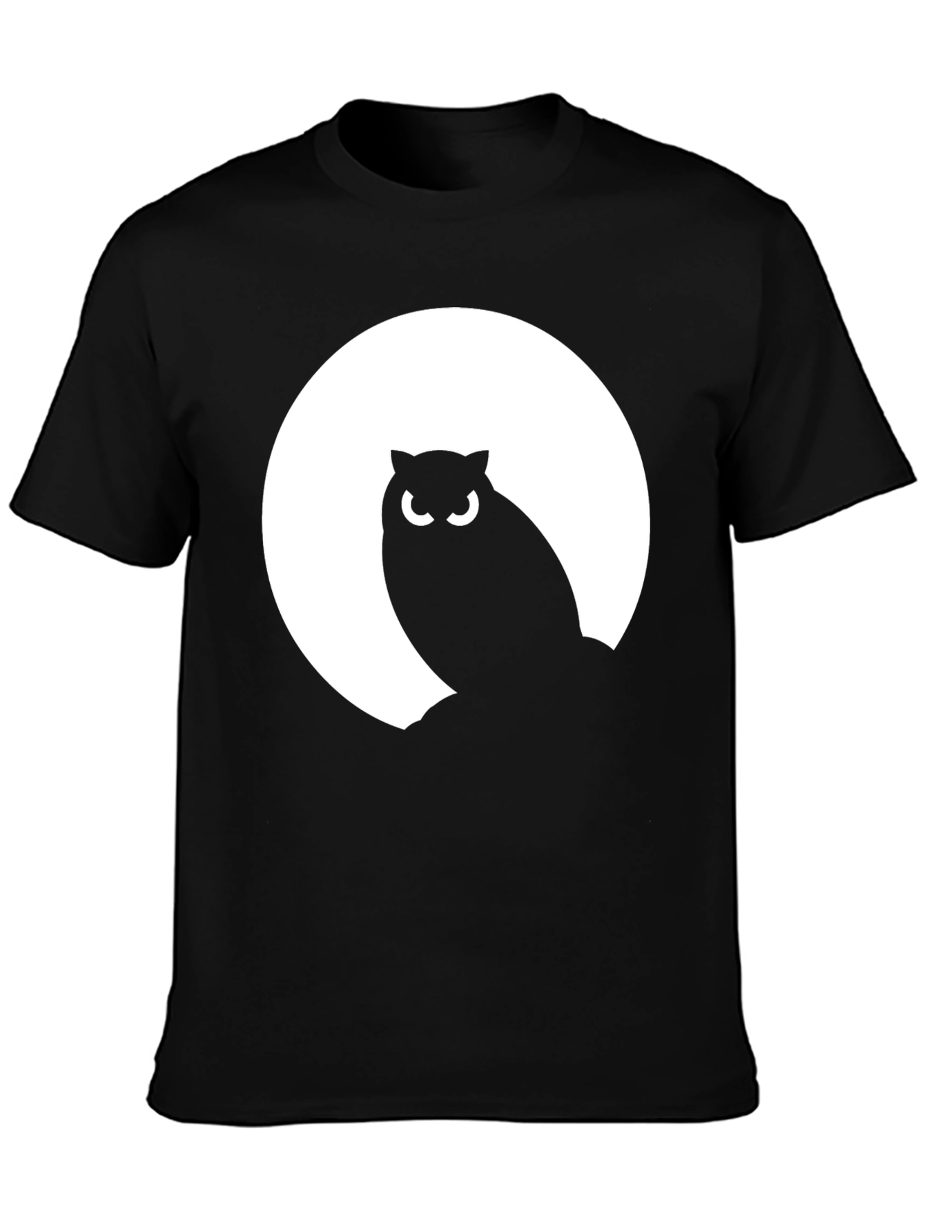Owl Silhouette Moon Graphic Tee - Mens Black T-Shirt