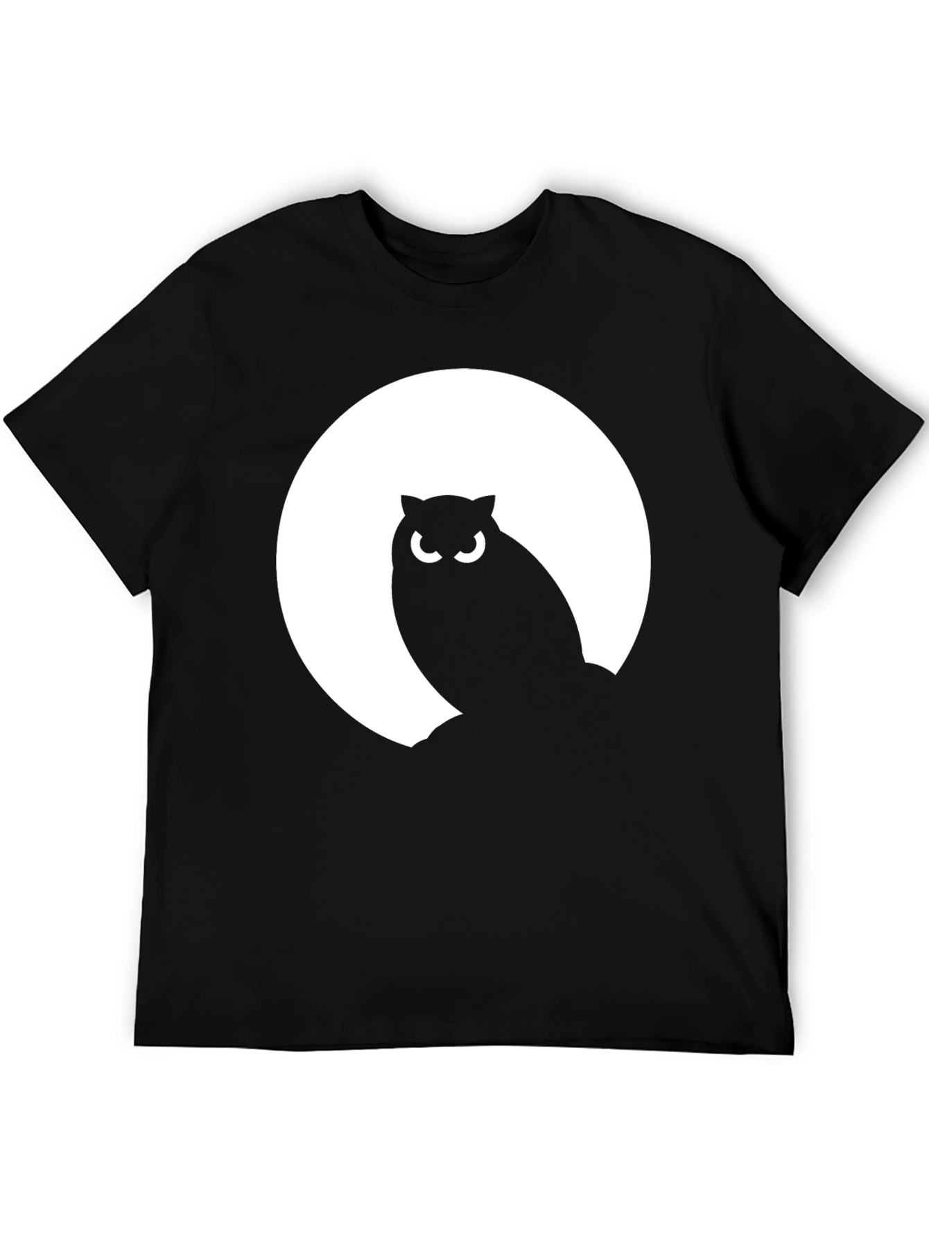 Owl Silhouette Moon Graphic Tee - Mens Black T-Shirt