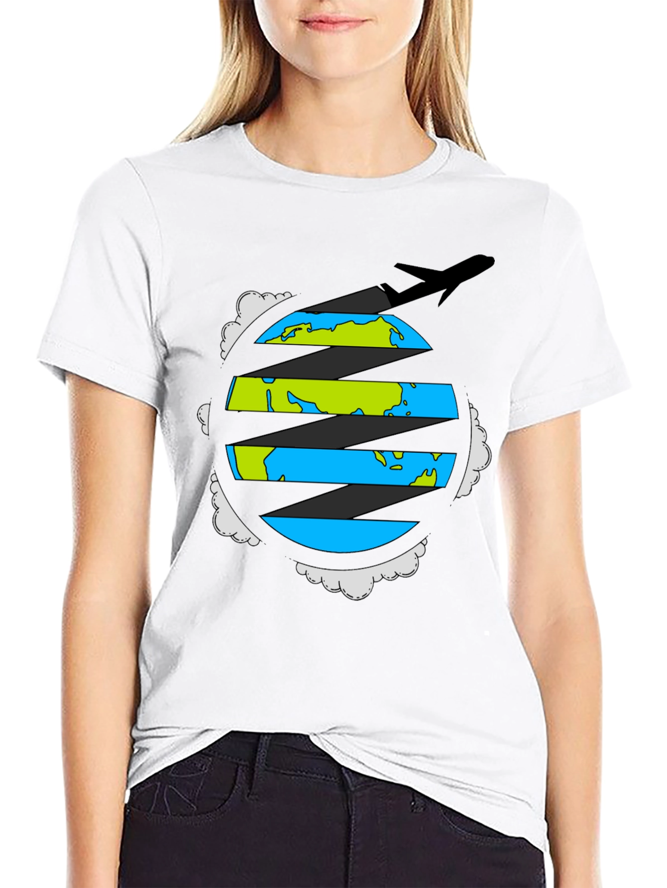 Globe Plane Graphic Tee - Travel Adventure Shirt