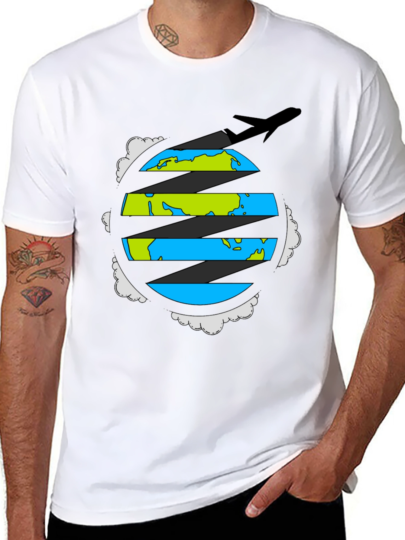 Globe Plane Graphic Tee - Travel Adventure Shirt