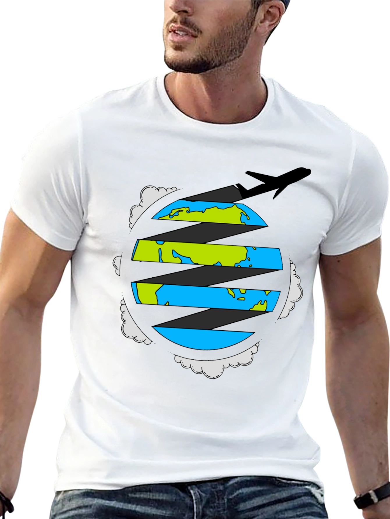 Globe Plane Graphic Tee - Travel Adventure Shirt