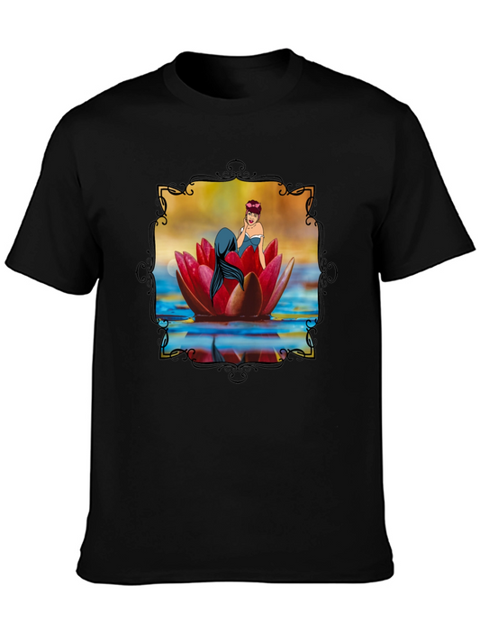 Mermaid on Lily Pad Graphic Tee - Unique Design