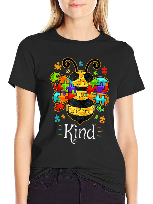 Kind Bee Autism Awareness Puzzle Piece T-Shirt