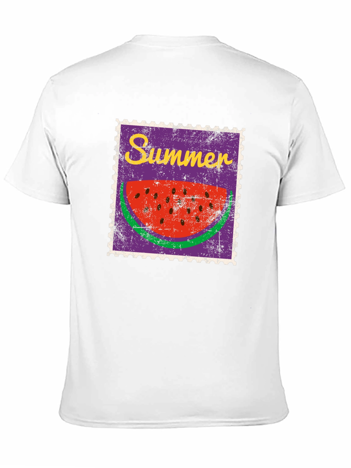 Summer Watermelon Stamp Black T-Shirt
