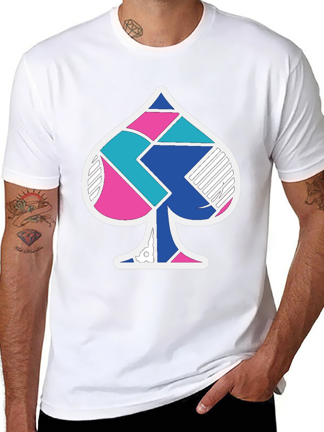 Ace Spade Geometric Mens Black T-Shirt