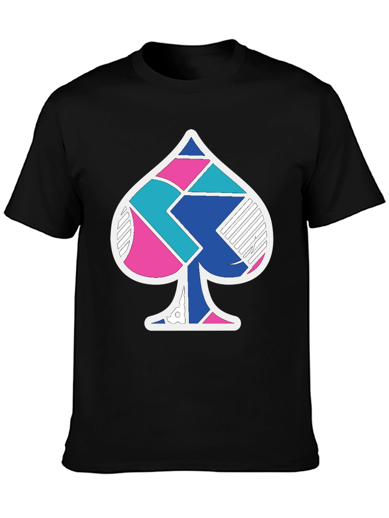 Ace Spade Geometric Mens Black T-Shirt