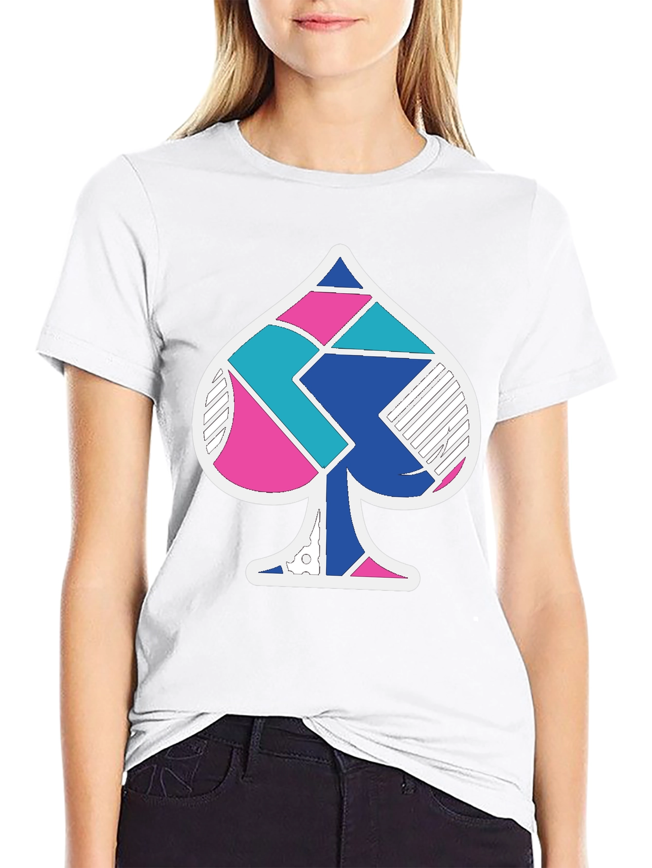 Ace Spade Geometric Mens Black T-Shirt