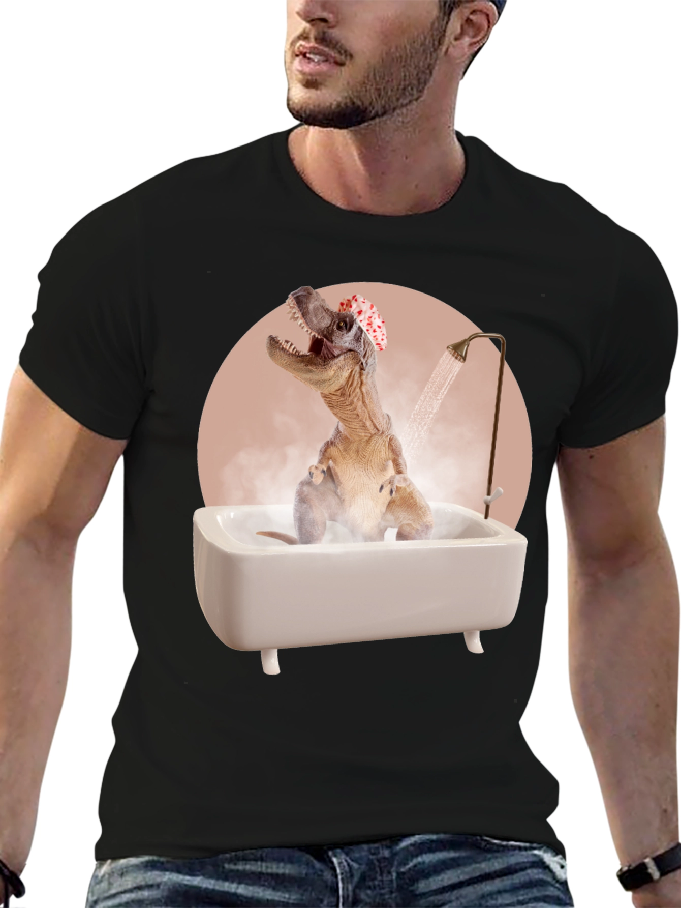 Dino Bath T-Shirt - Funny T-Rex in Tub Tee