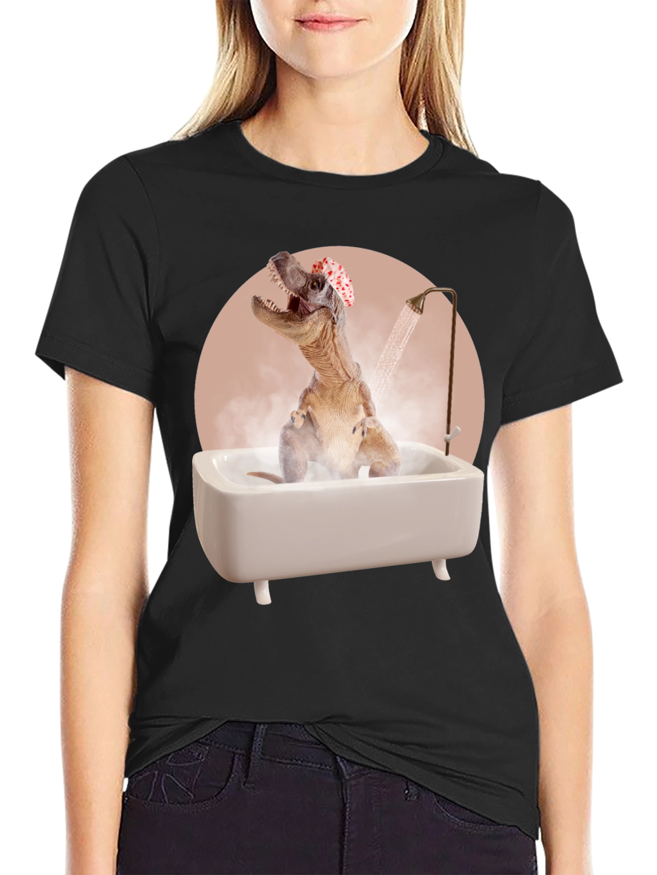 Dino Bath T-Shirt - Funny T-Rex in Tub Tee