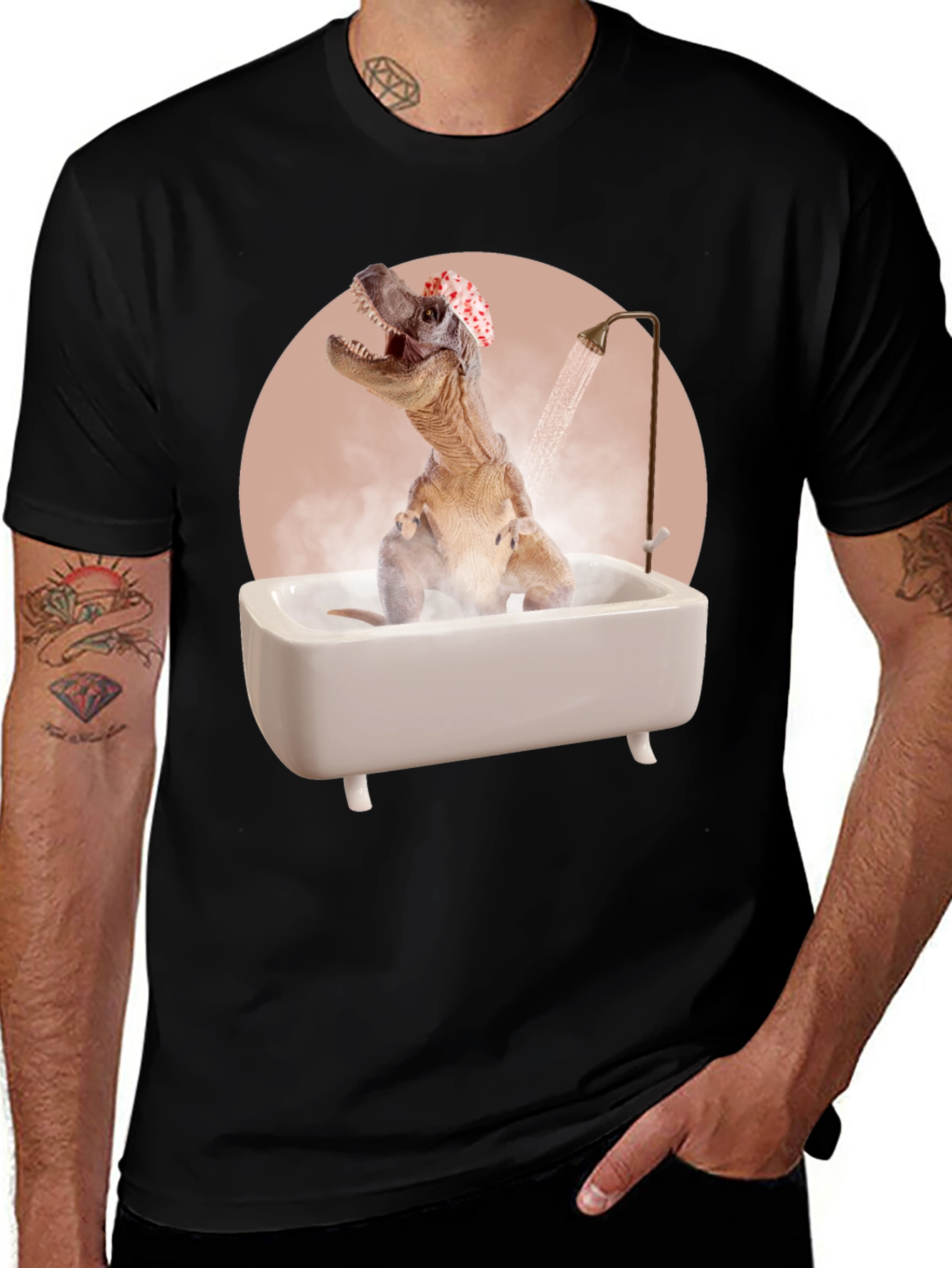 Dino Bath T-Shirt - Funny T-Rex in Tub Tee