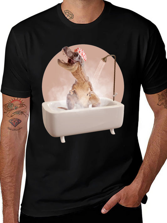 Dino Bath T-Shirt - Funny T-Rex in Tub Tee