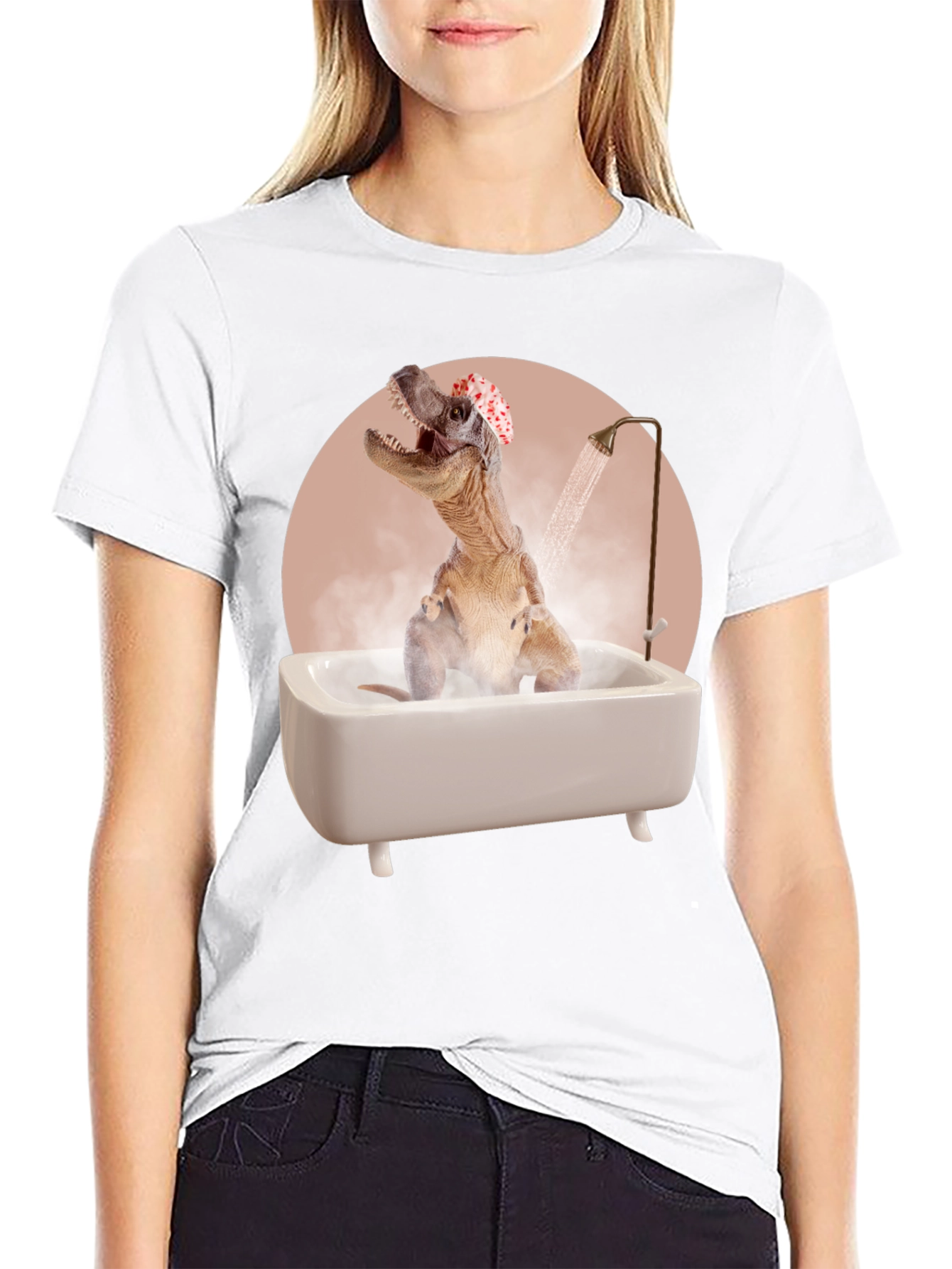 Dino Bath T-Shirt - Funny T-Rex in Tub Tee