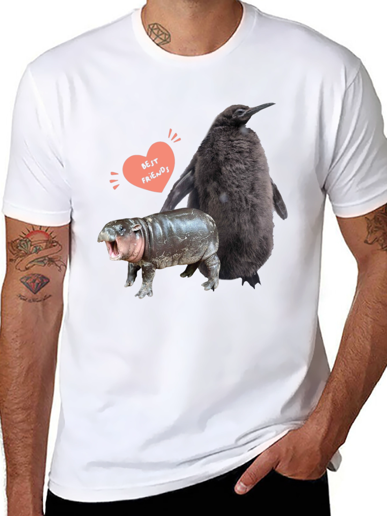 Penguin Hippo Best Friends Graphic Tee