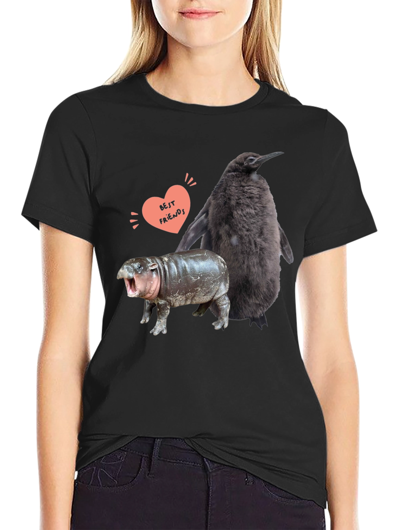 Penguin Hippo Best Friends Graphic Tee