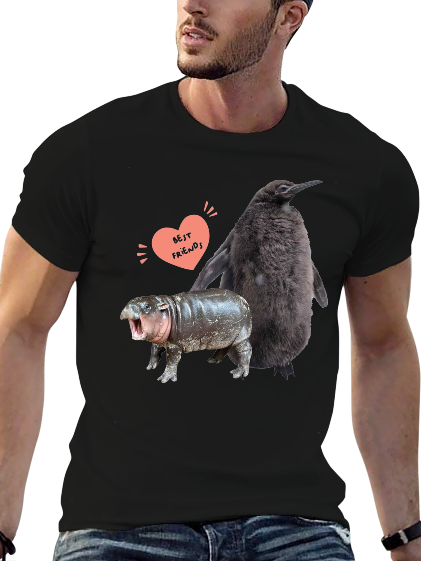 Penguin Hippo Best Friends Graphic Tee