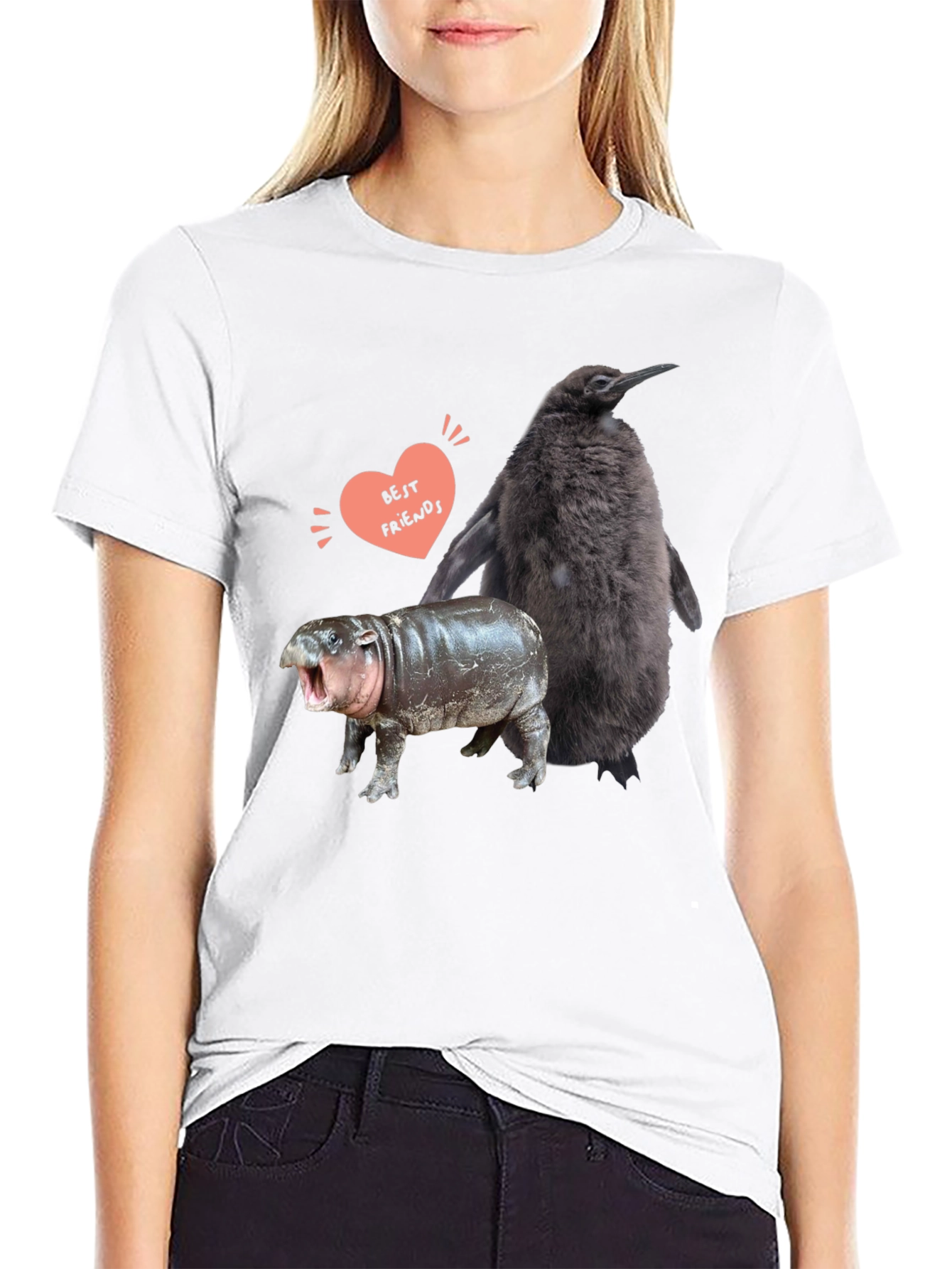 Penguin Hippo Best Friends Graphic Tee