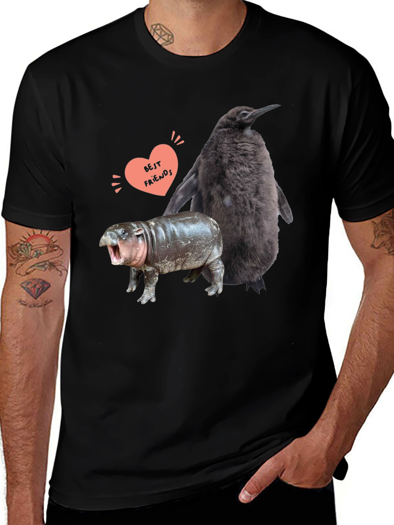 Penguin Hippo Best Friends Graphic Tee