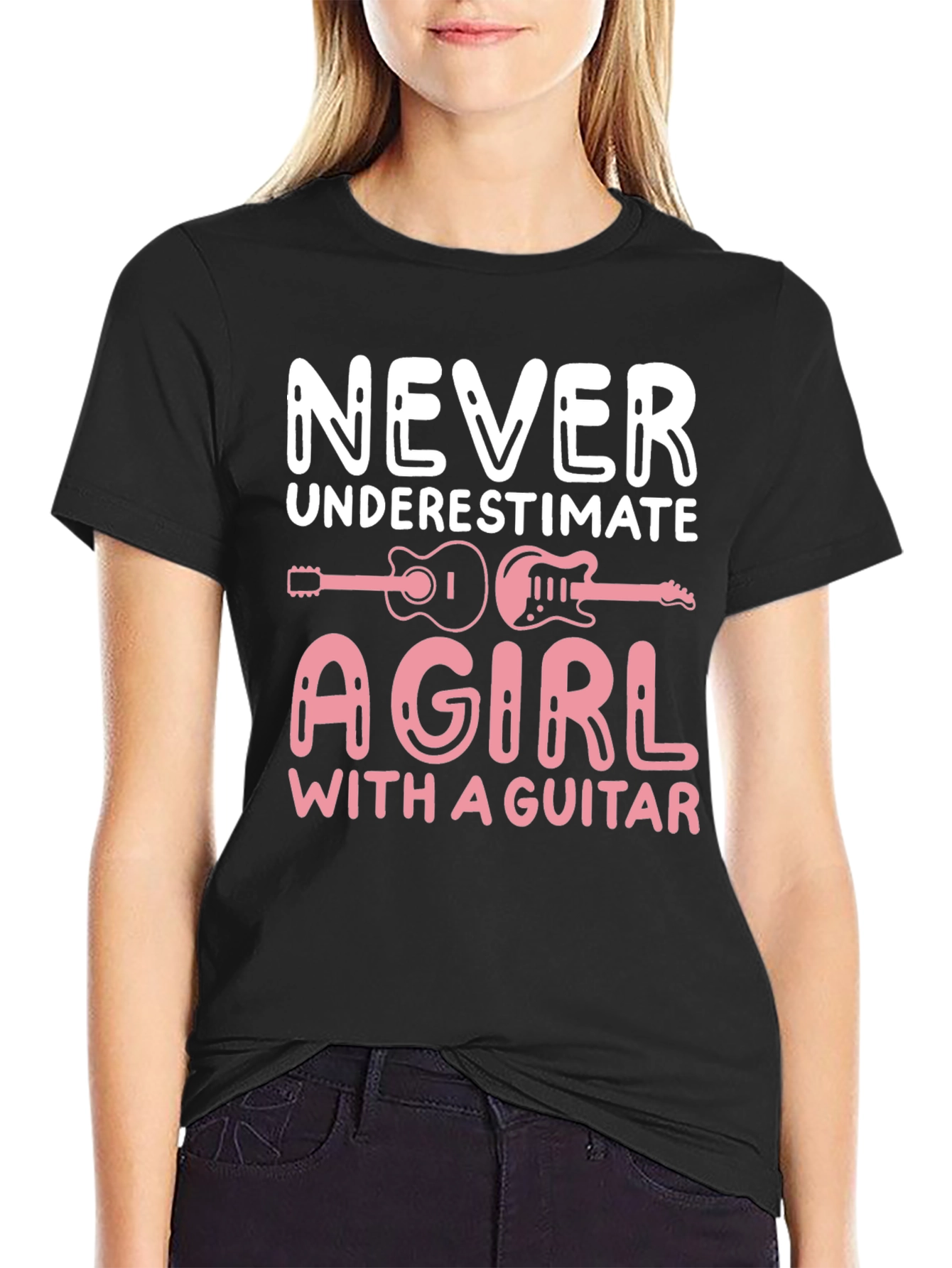 Never Underestimate A Girl With A Guitar T-Shirt