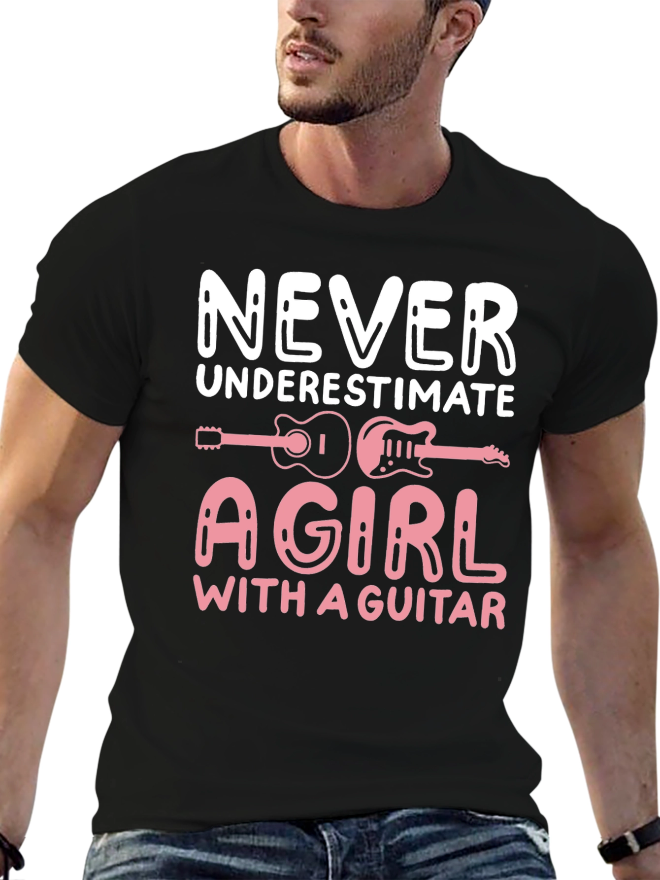 Never Underestimate A Girl With A Guitar T-Shirt