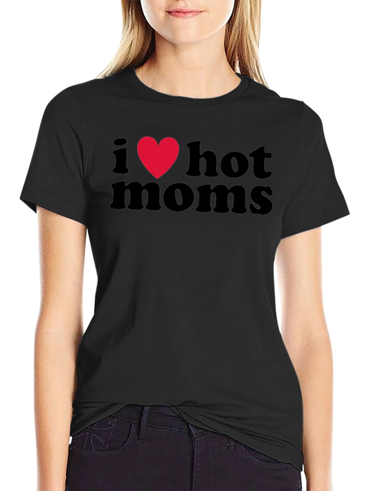 I Heart Hot Moms Black Graphic T-Shirt