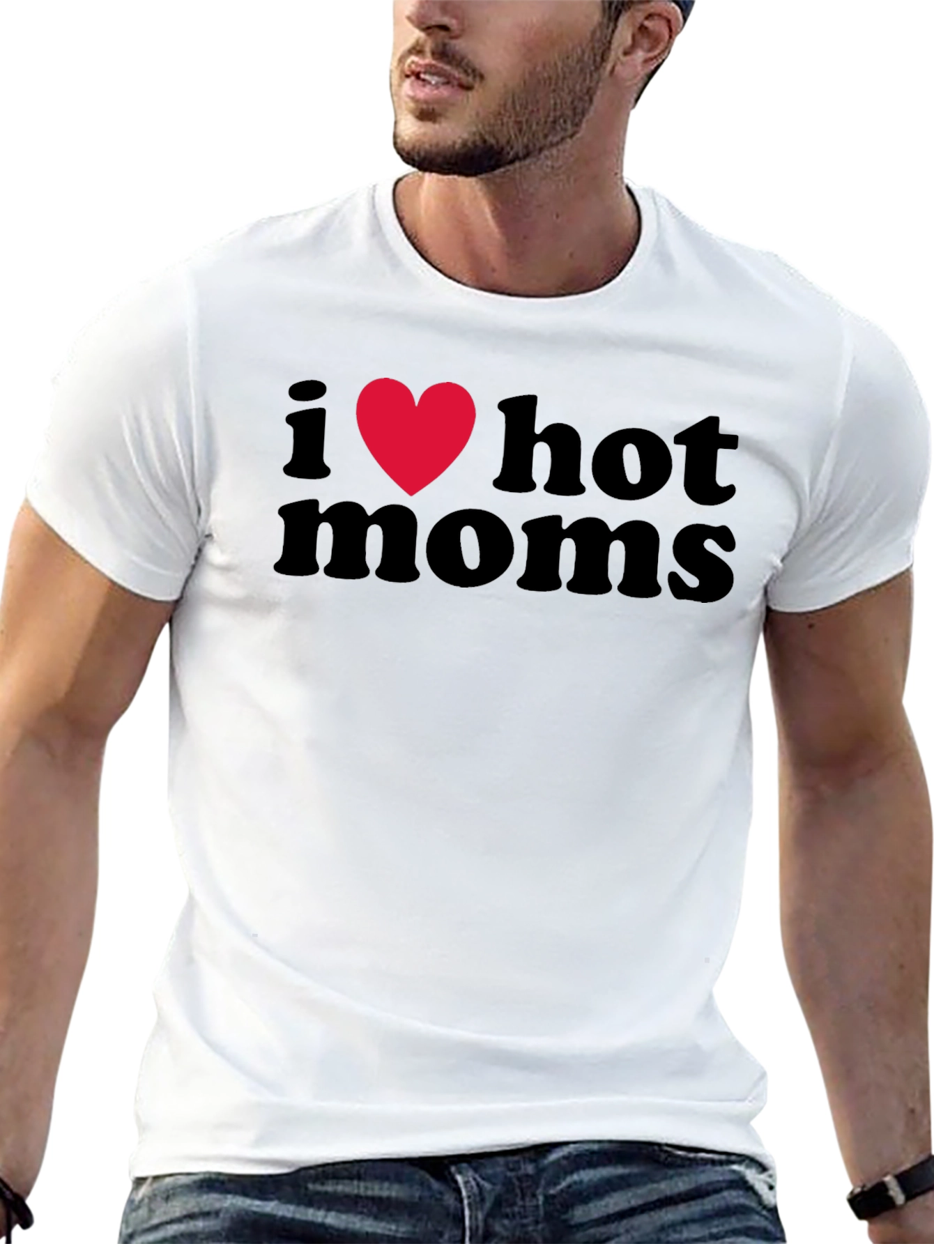 I Heart Hot Moms Black Graphic T-Shirt