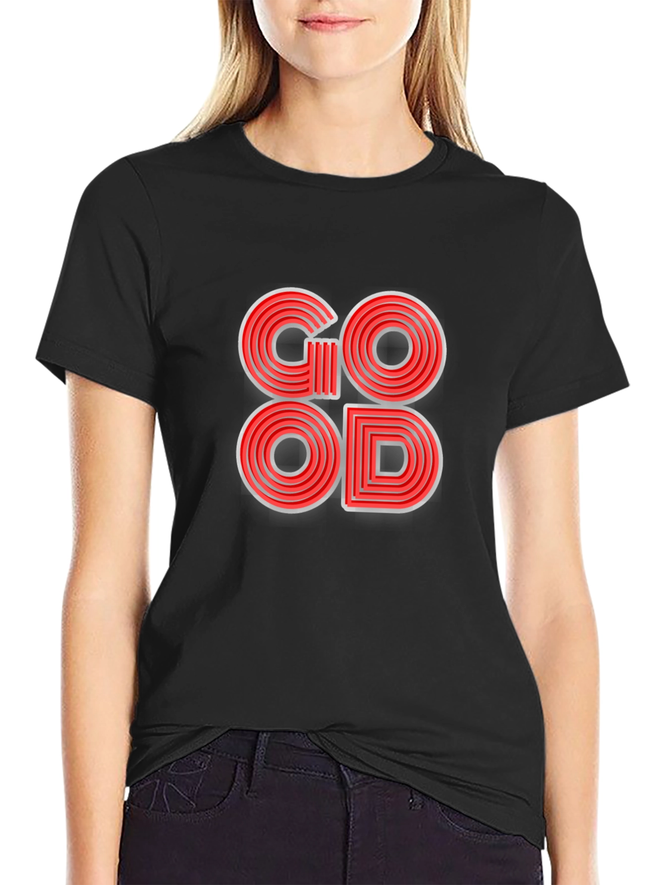 Stylish GOOD Graphic T-Shirt - Black
