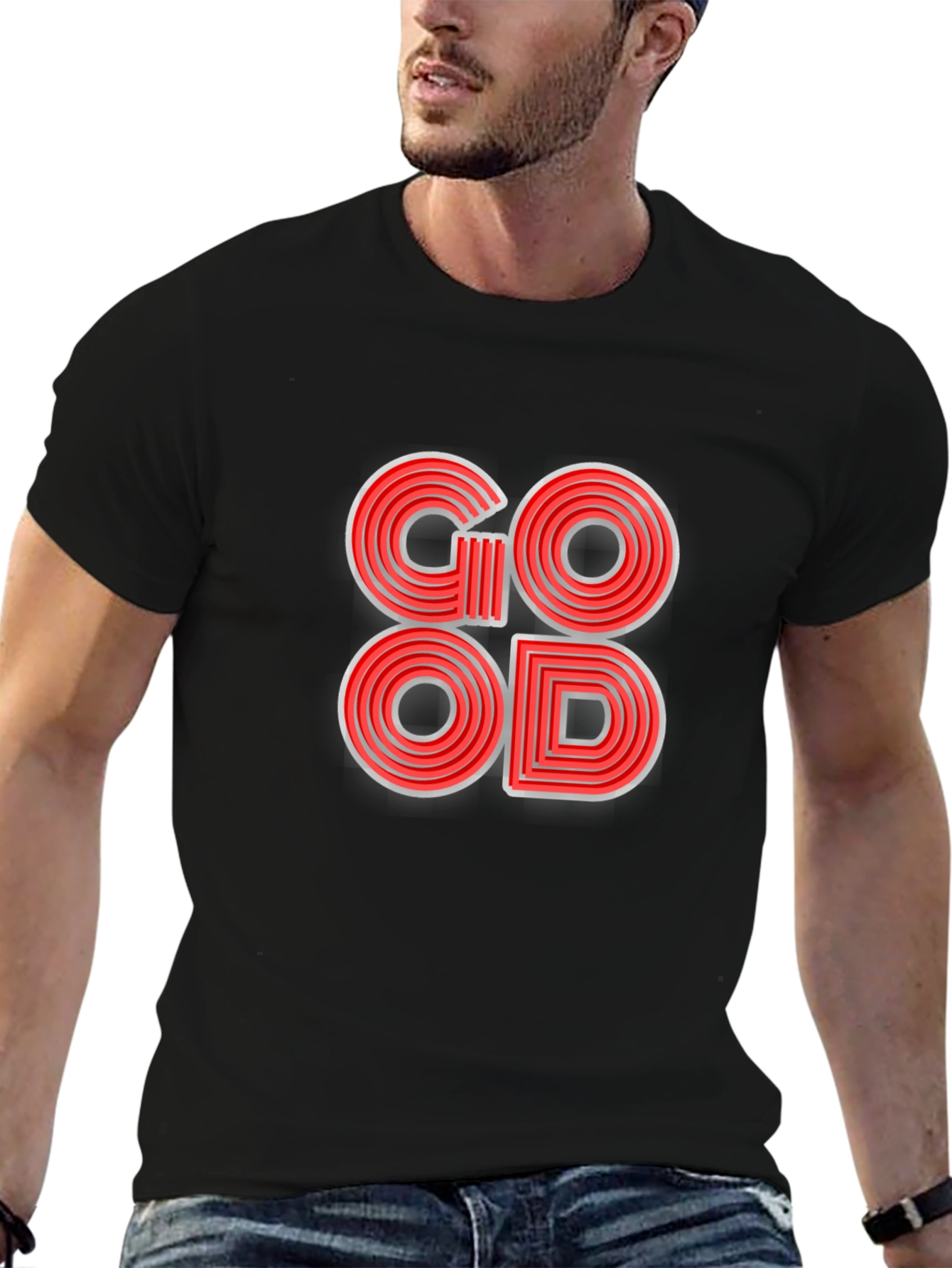 Stylish GOOD Graphic T-Shirt - Black