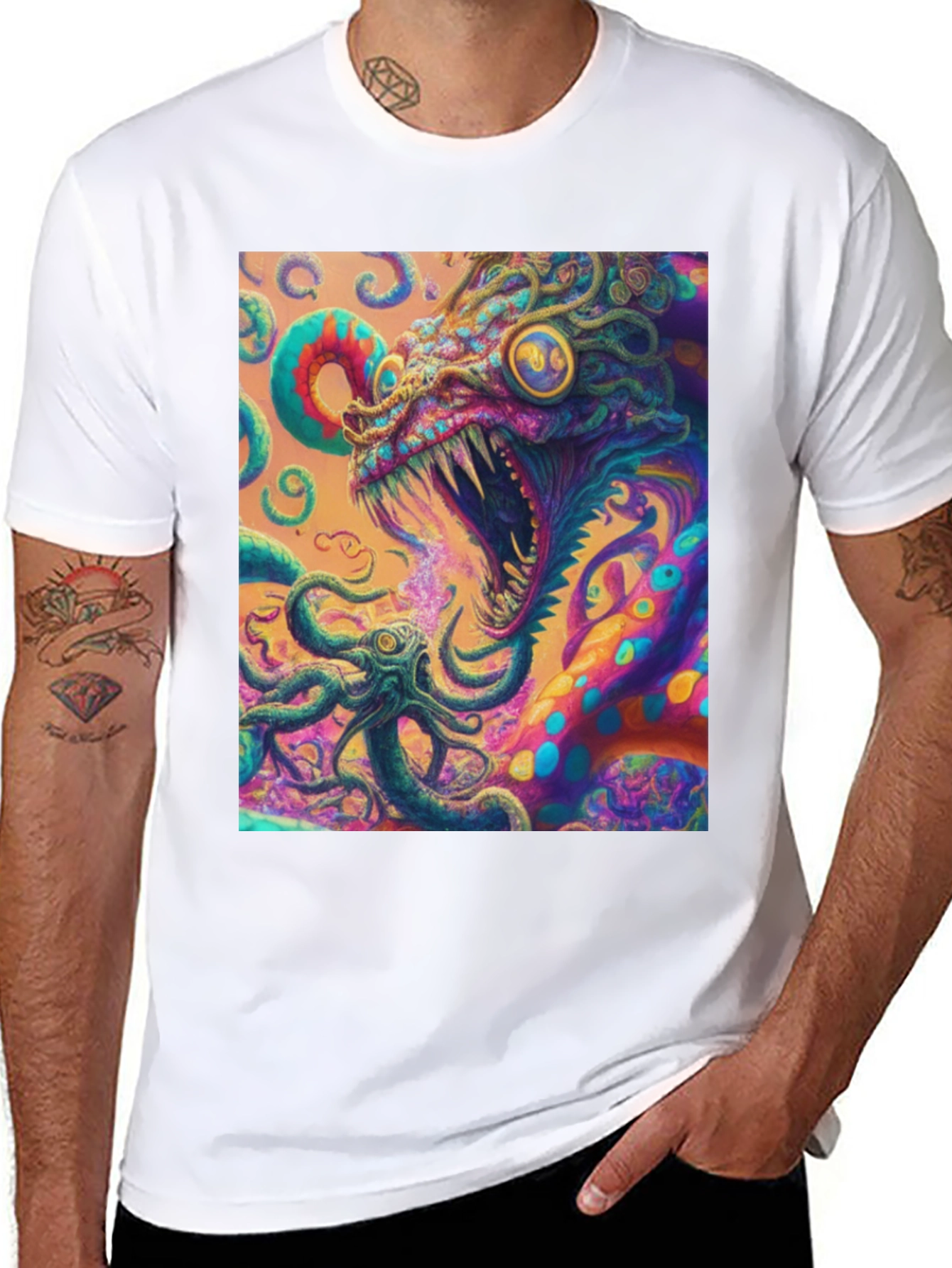 Psychedelic Monster Graphic Tee - Unleash the Beast