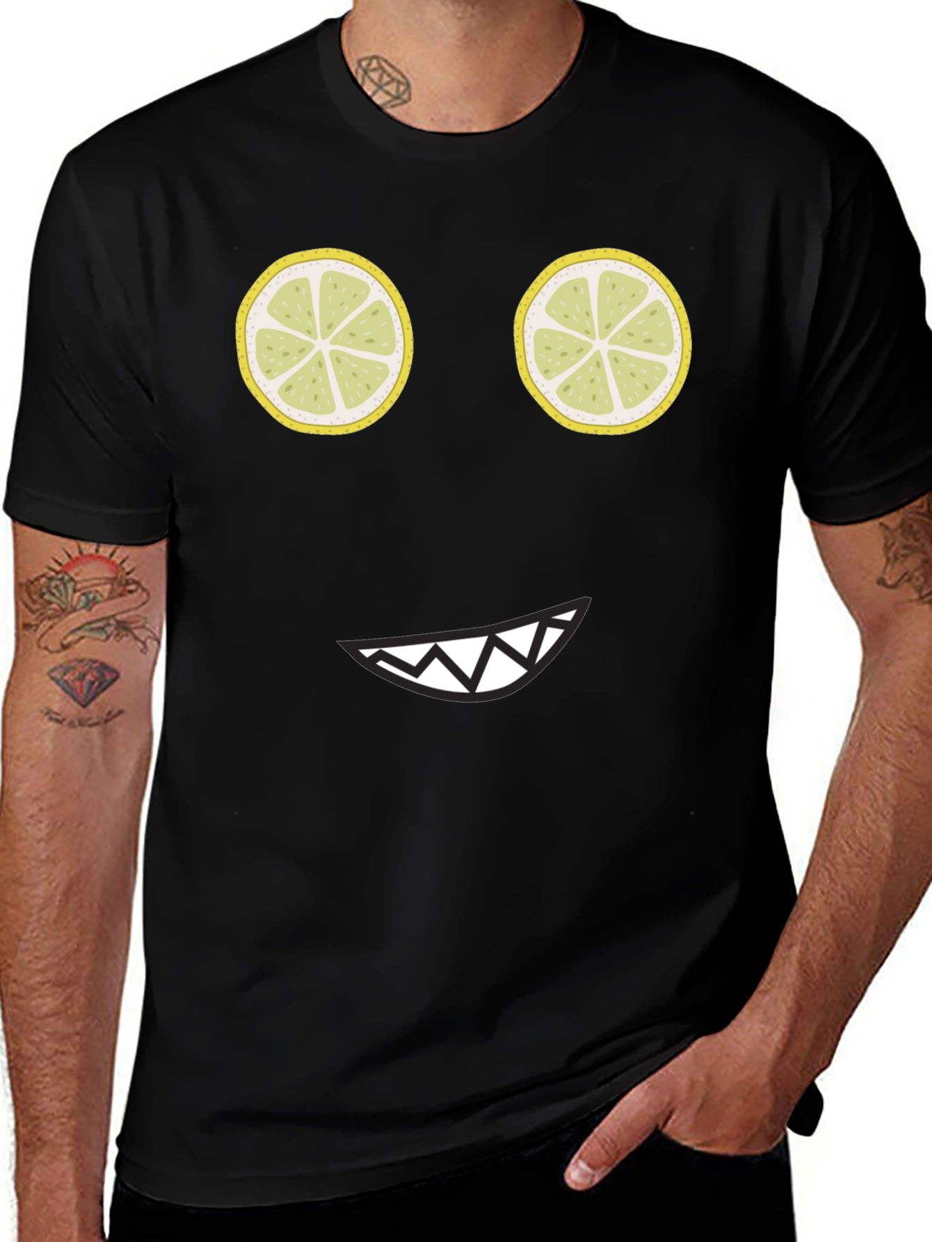 Funny Lemon Face Black T-Shirt
