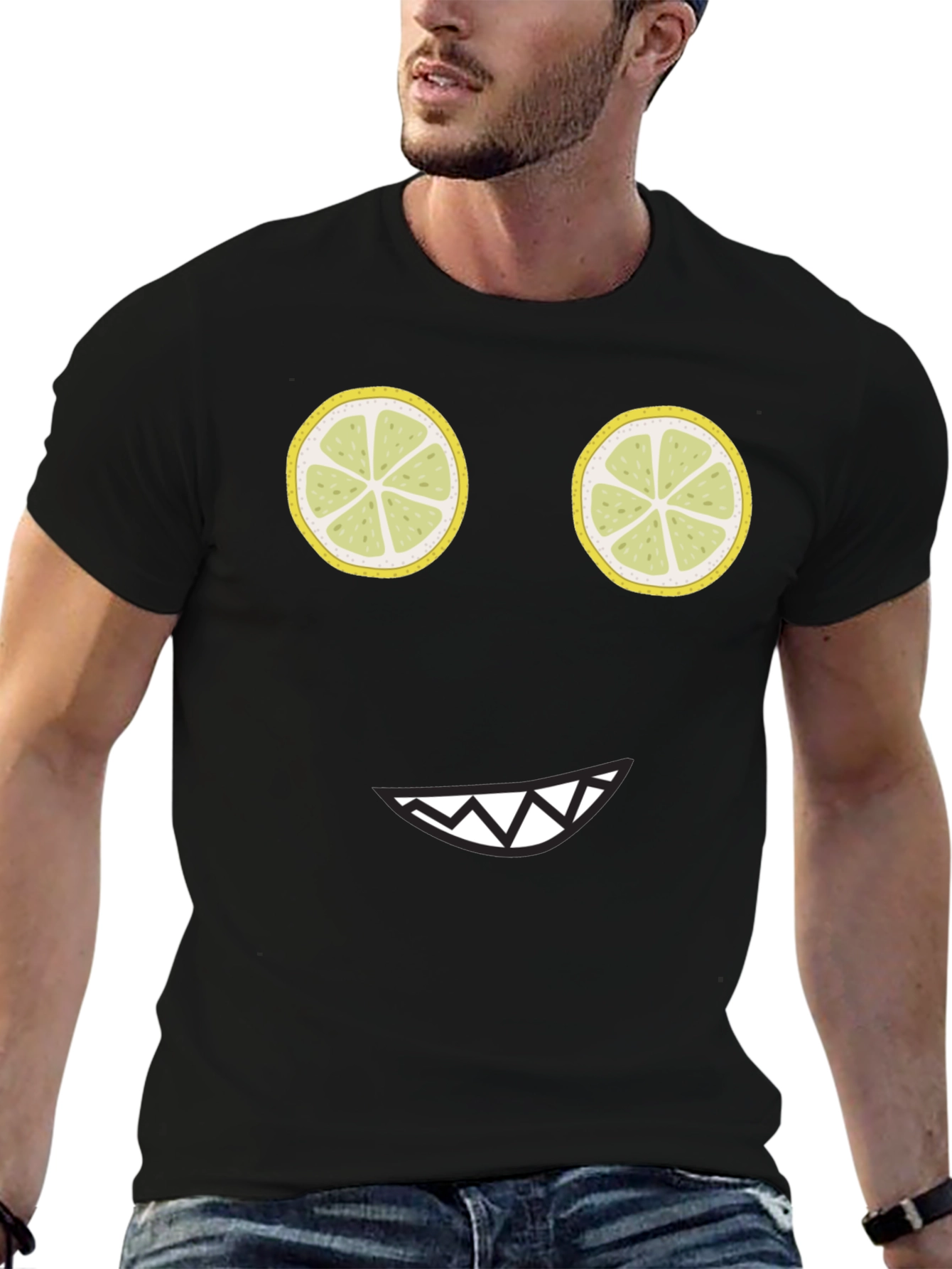 Funny Lemon Face Black T-Shirt