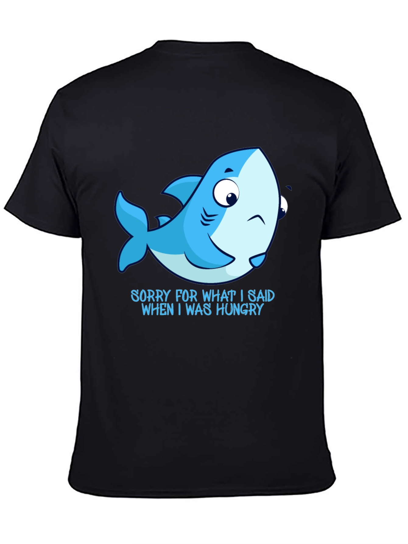 Hungry Shark Graphic Tee - Black Cotton T-Shirt