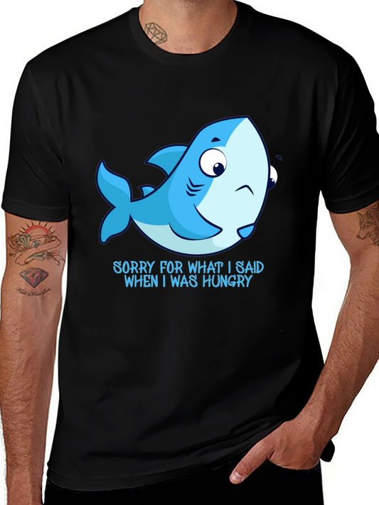 Hungry Shark Graphic Tee - Black Cotton T-Shirt