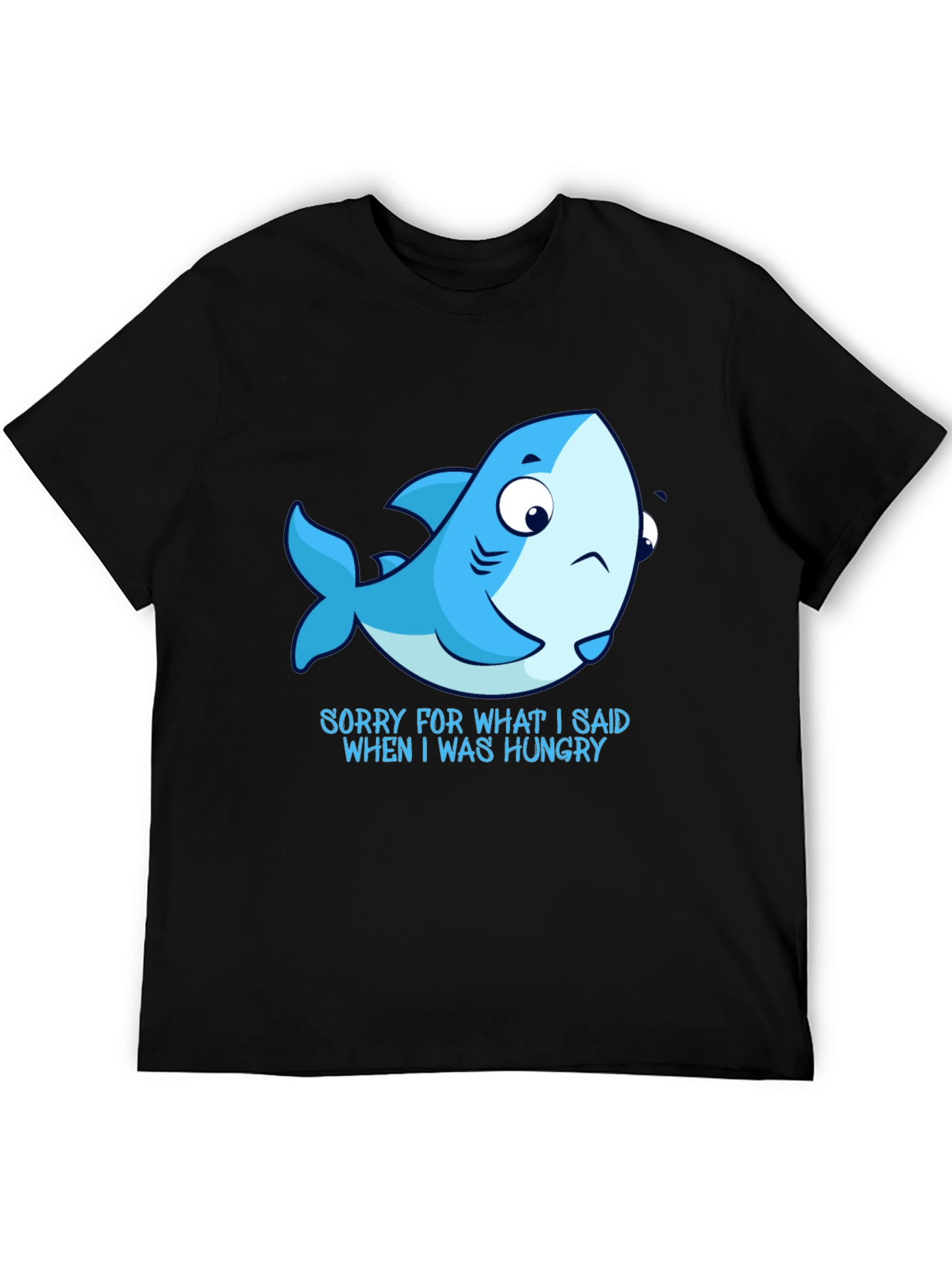Hungry Shark Graphic Tee - Black Cotton T-Shirt