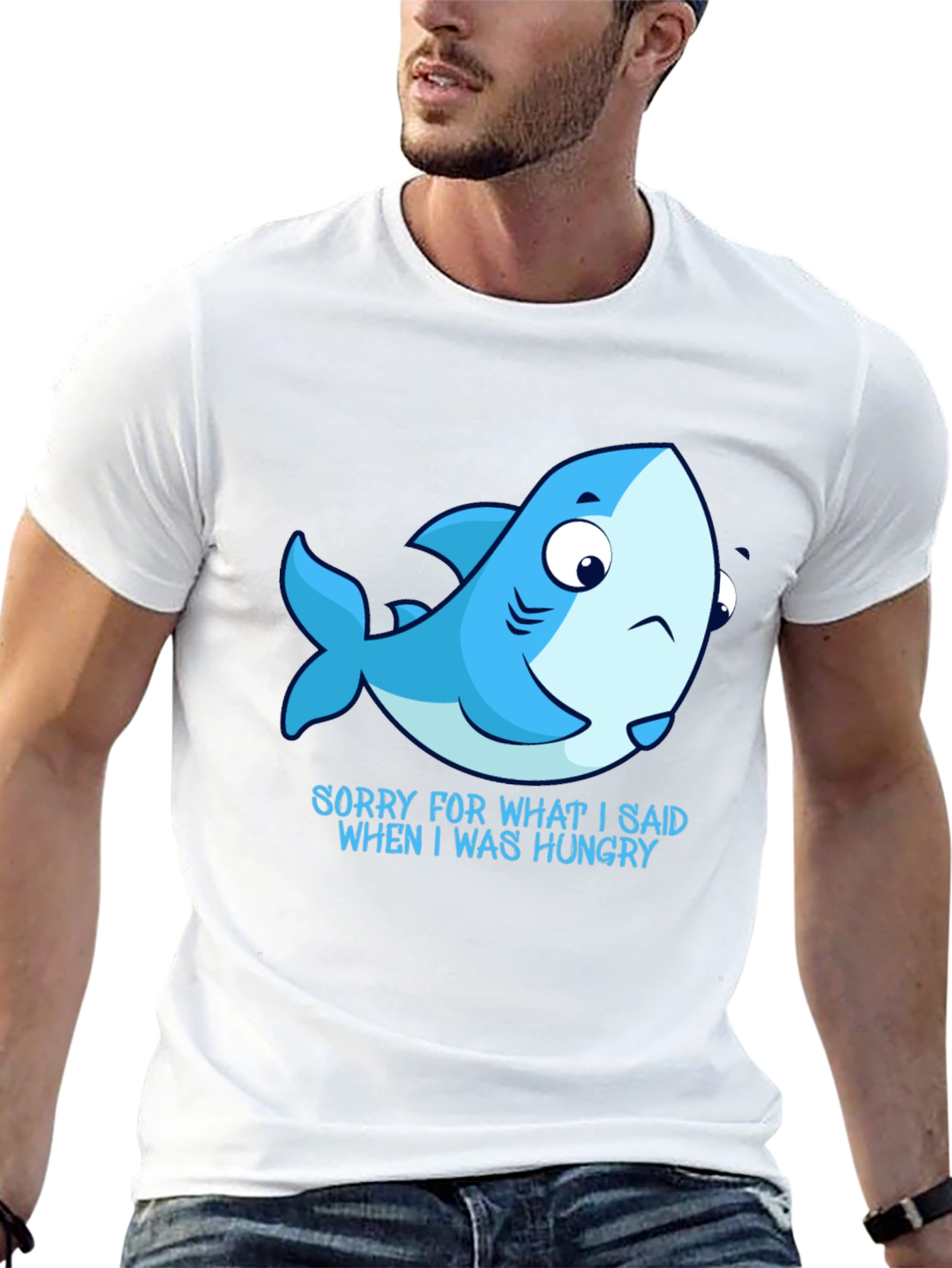 Hungry Shark Graphic Tee - Black Cotton T-Shirt
