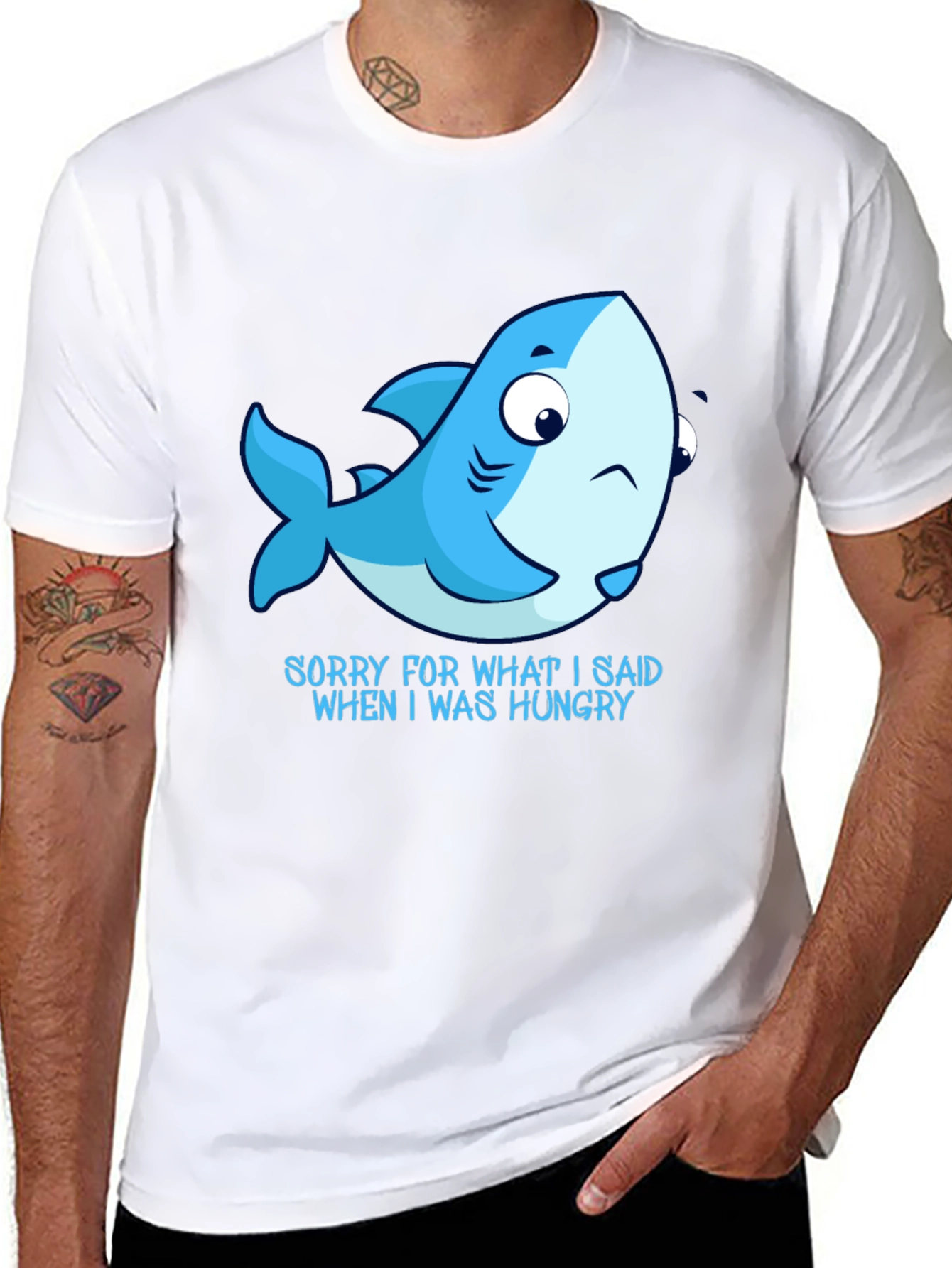 Hungry Shark Graphic Tee - Black Cotton T-Shirt