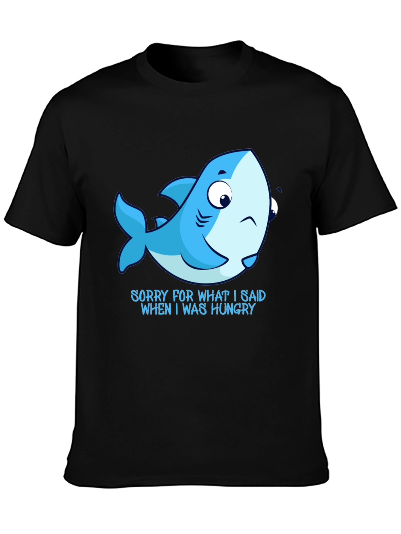Hungry Shark Graphic Tee - Black Cotton T-Shirt