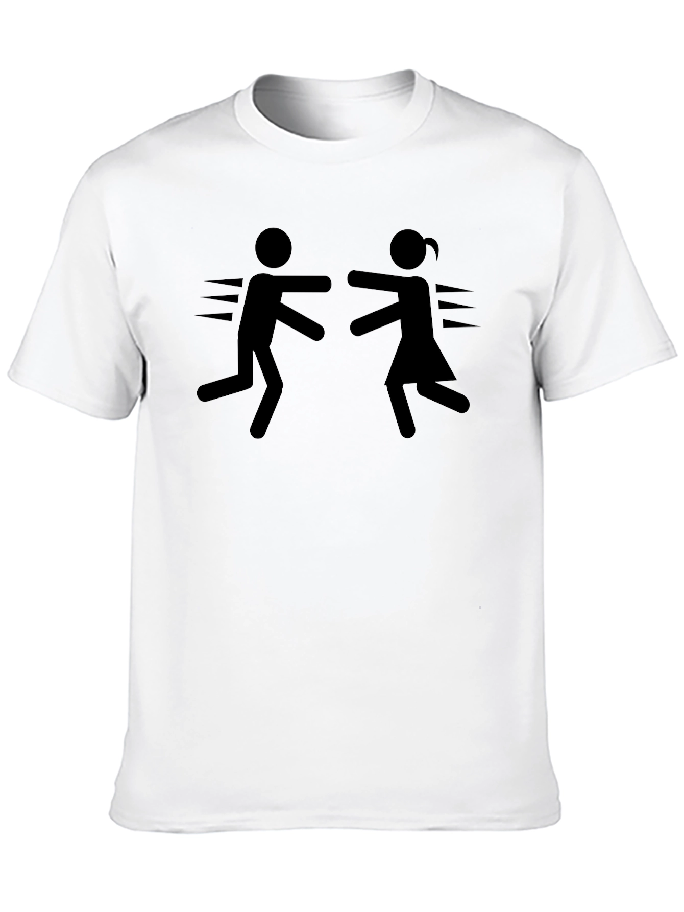 Stick Figure Hug Black T-Shirt