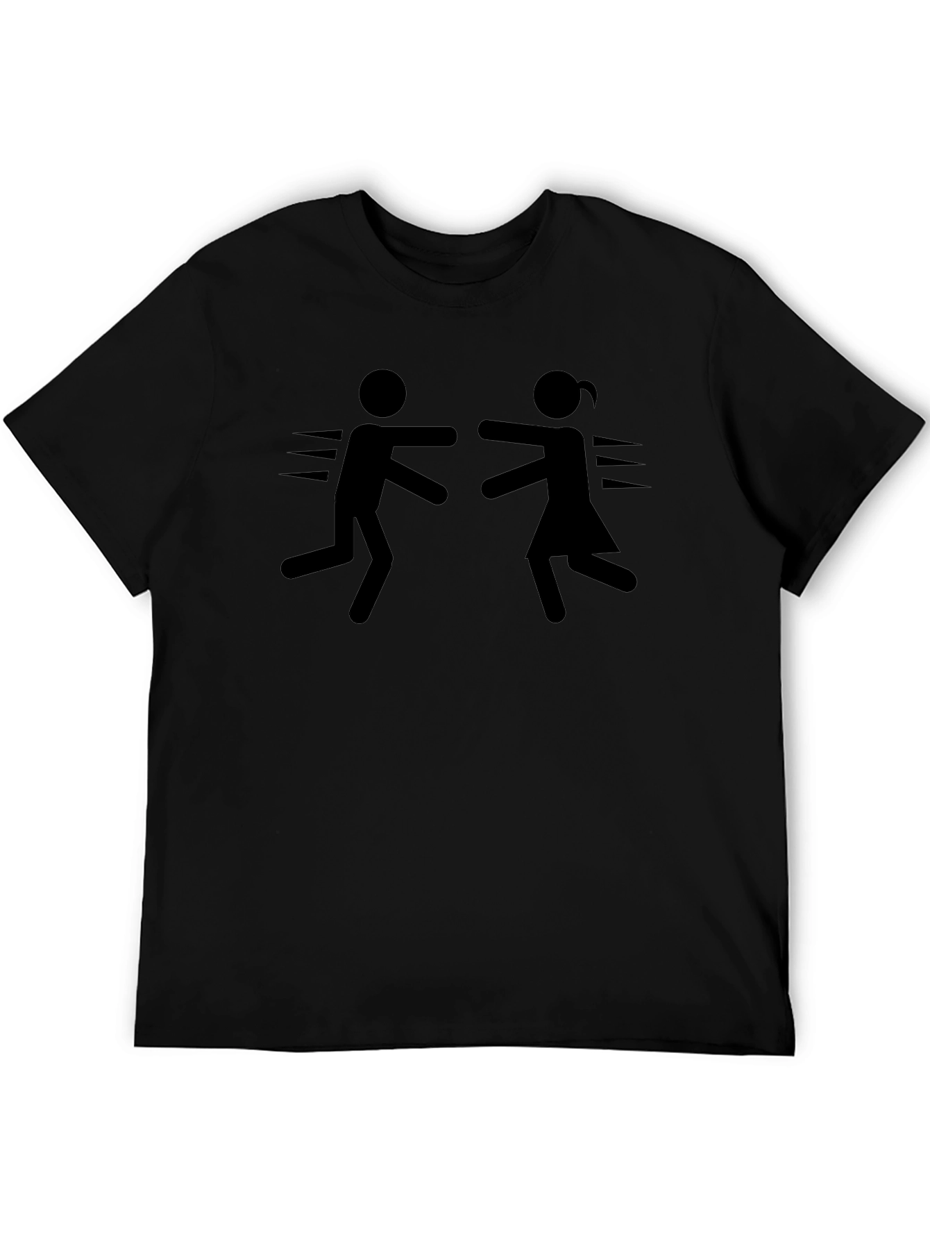 Stick Figure Hug Black T-Shirt