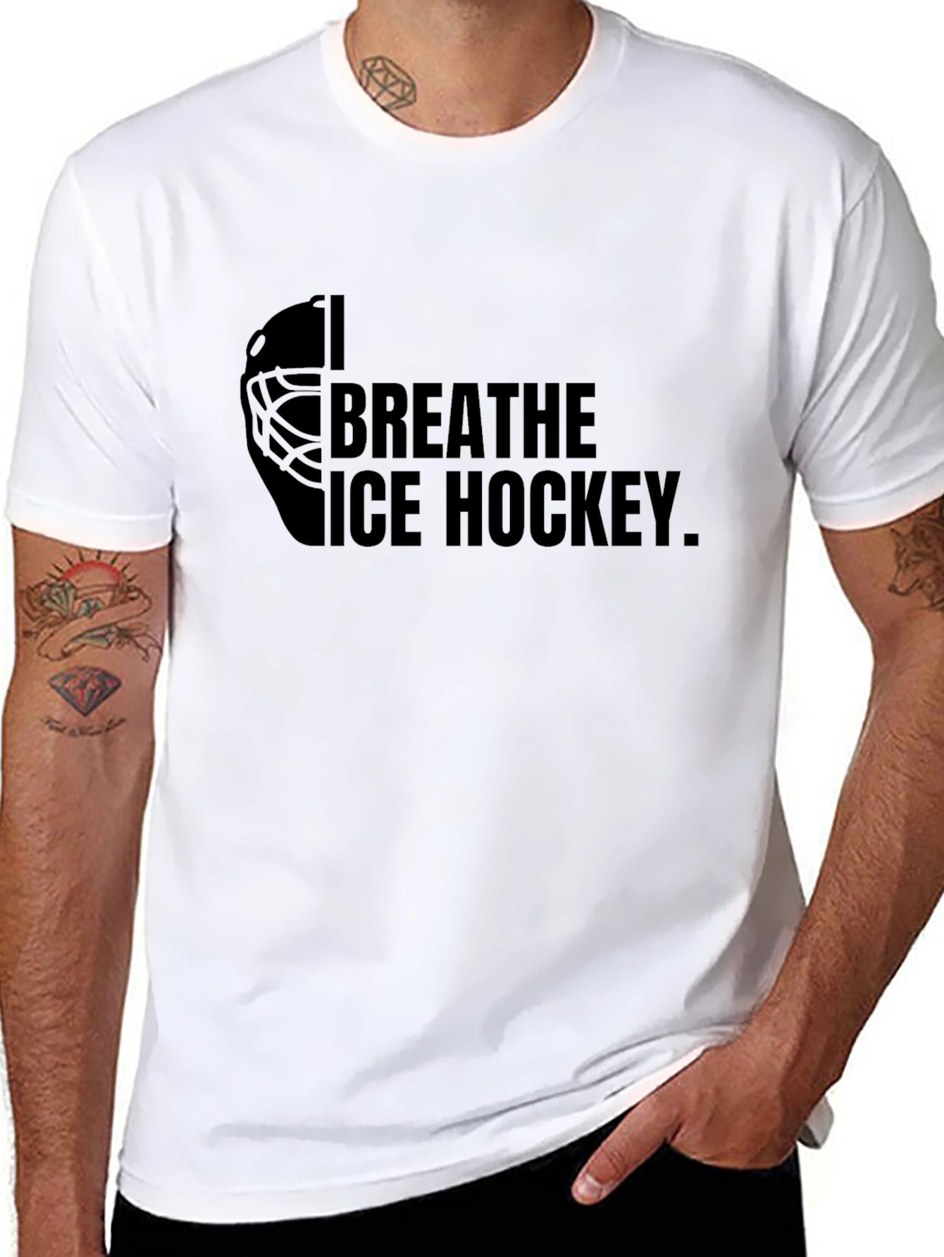 I Breathe Ice Hockey Black Graphic Tee Shirt