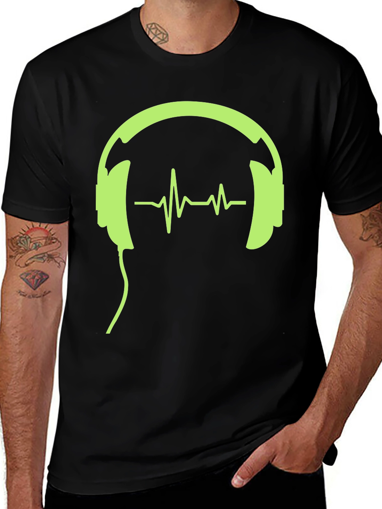 Headphones and Heartbeat Graphic Tee