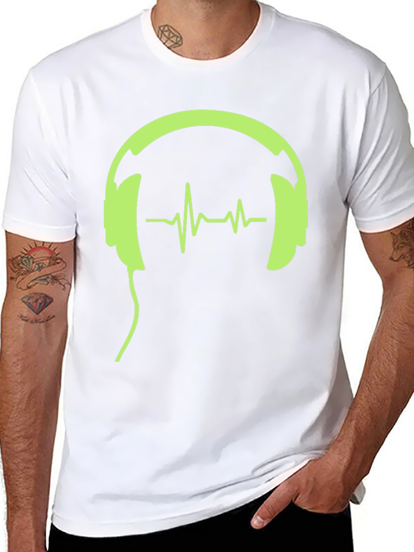 Headphones and Heartbeat Graphic Tee